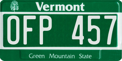 VT license plate OFP457