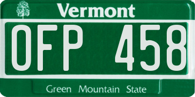 VT license plate OFP458