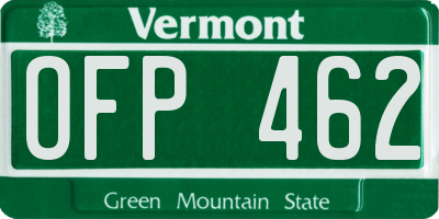 VT license plate OFP462