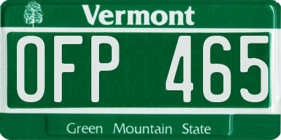 VT license plate OFP465
