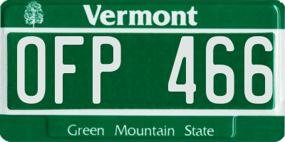 VT license plate OFP466