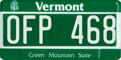 VT license plate OFP468