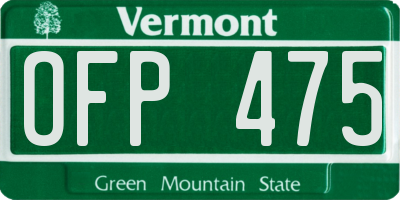 VT license plate OFP475