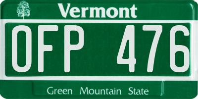 VT license plate OFP476