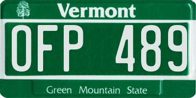 VT license plate OFP489