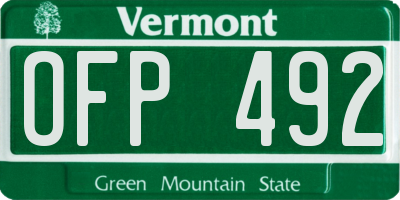 VT license plate OFP492