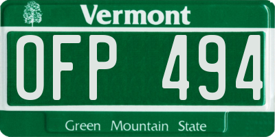 VT license plate OFP494