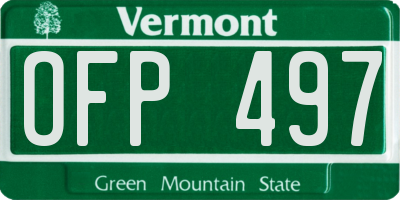 VT license plate OFP497