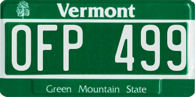 VT license plate OFP499