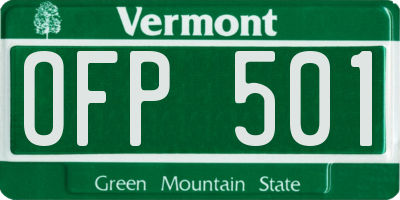 VT license plate OFP501
