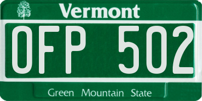 VT license plate OFP502
