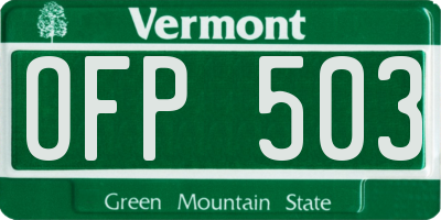 VT license plate OFP503