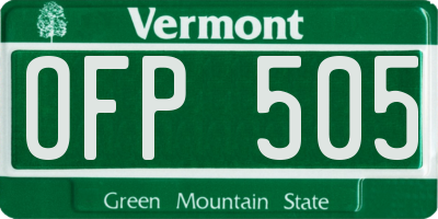 VT license plate OFP505