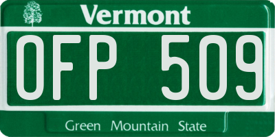 VT license plate OFP509