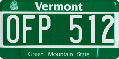 VT license plate OFP512