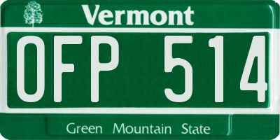 VT license plate OFP514