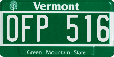 VT license plate OFP516