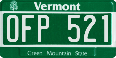 VT license plate OFP521