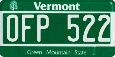 VT license plate OFP522
