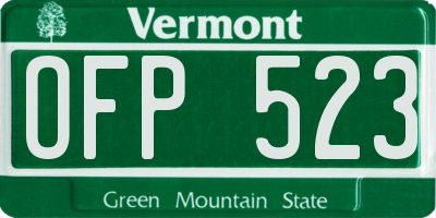 VT license plate OFP523
