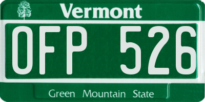 VT license plate OFP526
