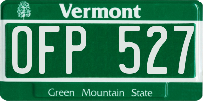 VT license plate OFP527