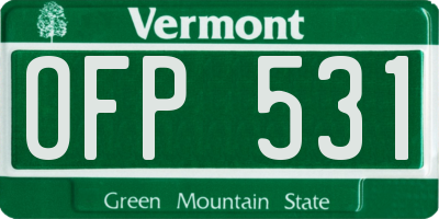 VT license plate OFP531
