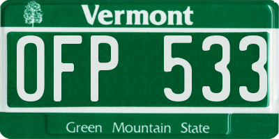 VT license plate OFP533