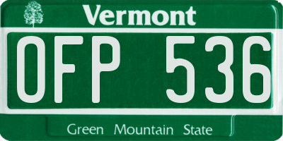 VT license plate OFP536