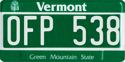 VT license plate OFP538