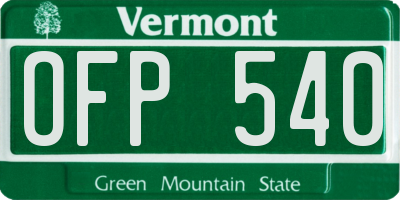VT license plate OFP540