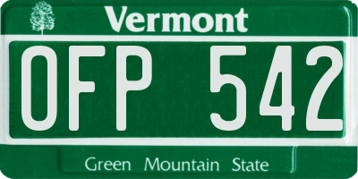 VT license plate OFP542