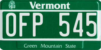 VT license plate OFP545