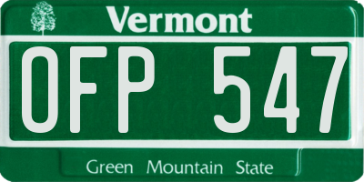 VT license plate OFP547
