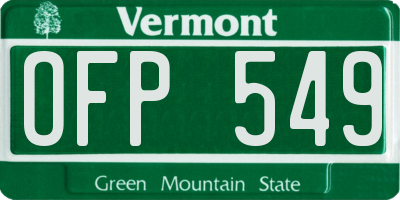VT license plate OFP549