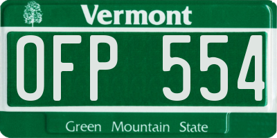 VT license plate OFP554