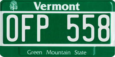 VT license plate OFP558