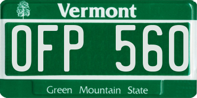 VT license plate OFP560