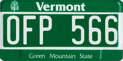 VT license plate OFP566