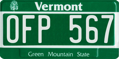 VT license plate OFP567