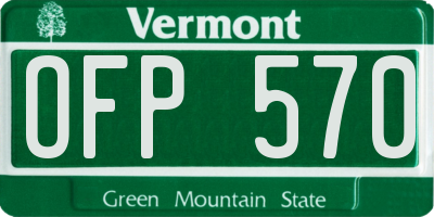 VT license plate OFP570