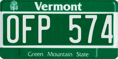 VT license plate OFP574