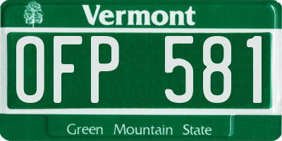 VT license plate OFP581