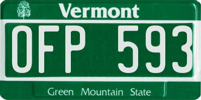 VT license plate OFP593