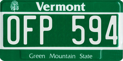 VT license plate OFP594