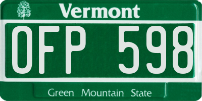 VT license plate OFP598