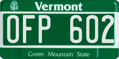 VT license plate OFP602