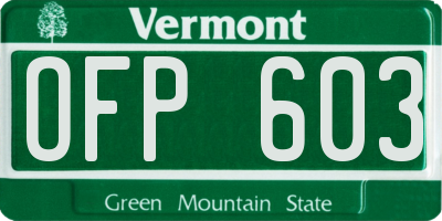 VT license plate OFP603