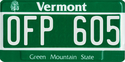 VT license plate OFP605