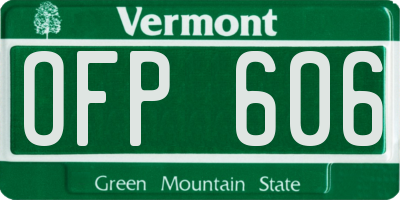 VT license plate OFP606